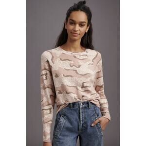 NEW Anthropologie Monrow Camo Comfy Leopard Print Pullover - M